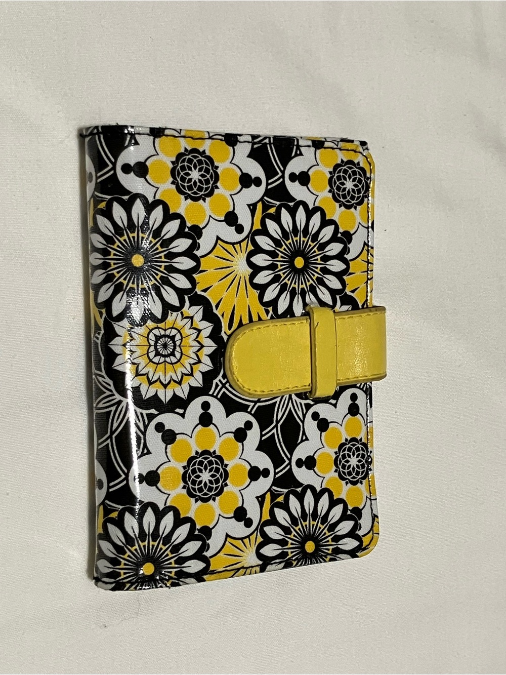LULU Black, Yellow, and White Floral Geometric Wallet